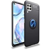 Nevarium Huawei P40 Lite Uyumlu Kılıf Yüzüklü Silikon Range - Siyah-Mavi