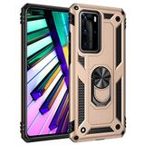Nevarium Huawei P40 Pro Uyumlu Kılıf Tank Yüzüklü Yüksek Korumalı Silikon - Gold