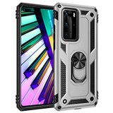 Nevarium Huawei P40 Pro Uyumlu Kılıf Tank Yüzüklü Yüksek Korumalı Silikon - Gri