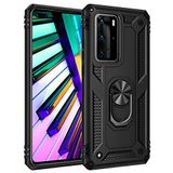 Nevarium Huawei P40 Pro Uyumlu Kılıf Tank Yüzüklü Yüksek Korumalı Silikon - Siyah