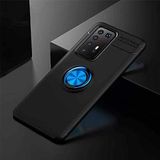 Nevarium Huawei P40 Pro Uyumlu Kılıf Yüzüklü Silikon Range - Siyah-Mavi