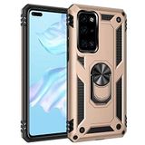Nevarium Huawei P40 Uyumlu Kılıf Tank Yüzüklü Yüksek Korumalı Silikon - Gold