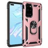 Nevarium Huawei P40 Uyumlu Kılıf Tank Yüzüklü Yüksek Korumalı Silikon - Rose Gold