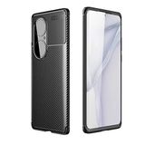 Nevarium Huawei P50 Pro Uyumlu Kılıf Karbon Dokulu Silikon - Siyah