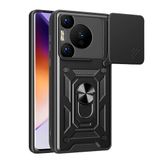 Nevarium Huawei Pura 70 Pro 5G Uyumlu Kılıf Pars Lens Sürgülü Yüzüklü Standlı Korumalı Kılıf