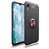 Nevarium Huawei Y5 2019 Uyumlu Kılıf Yüzüklü Silikon Range - Siyah-Rose Gold