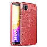 Nevarium Huawei Y5P Uyumlu Kılıf Deri Dokulu Kamera Korumalı Silikon - Kırmızı