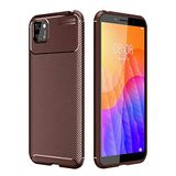 Nevarium Huawei Y5P Uyumlu Kılıf Karbon Dokulu Silikon - Kahverengi