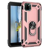 Nevarium Huawei Y5P Uyumlu Kılıf Tank Yüzüklü Silikon Kapak - Rose