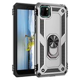 Nevarium Huawei Y5P Uyumlu Kılıf Tank Yüzüklü Yüksek Korumalı Silikon - Gri