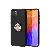 Nevarium Huawei Y5P Uyumlu Kılıf Yüzüklü Silikon Range - Siyah-Rose Gold