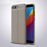 Nevarium Huawei Y6 2018 Uyumlu Kılıf Deri Dokulu Kamera Korumalı Silikon - Gri