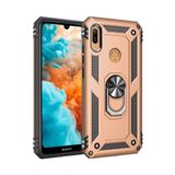 Nevarium Huawei Y6 2019 Uyumlu Kılıf Tank Yüzüklü Silikon Kapak - Gold