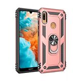 Nevarium Huawei Y6 2019 Uyumlu Kılıf Tank Yüzüklü Silikon Kapak - Rose