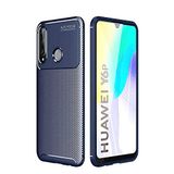 Nevarium Huawei Y6P Uyumlu Kılıf Karbon Dokulu Silikon - Lacivert