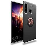 Nevarium Huawei Y6P Uyumlu Kılıf Yüzüklü Silikon Range - Siyah-Rose Gold