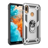 Nevarium Huawei Y6S Uyumlu Kılıf Tank Yüzüklü Silikon Kapak - Gümüş