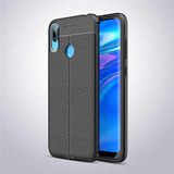 Nevarium Huawei Y7 Prime 2019 Uyumlu Kılıf Deri Dokulu Kamera Korumalı Silikon - Siyah