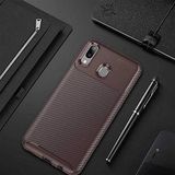 Nevarium Huawei Y7 Prime 2019 Uyumlu Kılıf Karbon Dokulu Silikon - Kahverengi