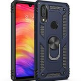 Nevarium Huawei Y7 Prime 2019 Uyumlu Kılıf Tank Yüzüklü Yüksek Korumalı Silikon - Mavi