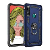 Nevarium Huawei Y9 Prime 2019 Uyumlu Kılıf Tank Yüzüklü Yüksek Korumalı Silikon - Mavi