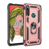 Nevarium Huawei Y9 Prime 2019 Uyumlu Kılıf Tank Yüzüklü Yüksek Korumalı Silikon - Rose Gold