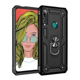 Nevarium Huawei Y9 Prime 2019 Uyumlu Kılıf Tank Yüzüklü Yüksek Korumalı Silikon - Siyah