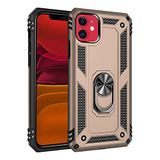 Nevarium iPhone 11 Uyumlu Kılıf Tank Yüzüklü Silikon Kapak - Gold