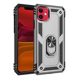 Nevarium iPhone 11 Uyumlu Kılıf Tank Yüzüklü Silikon Kapak - Gümüş