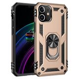 Nevarium iPhone 12 Mini Uyumlu Kılıf Tank Yüzüklü Silikon Kapak - Gold