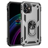 Nevarium iPhone 12 Mini Uyumlu Kılıf Tank Yüzüklü Silikon Kapak - Gümüş