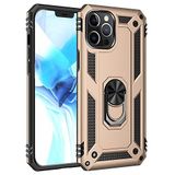 Nevarium iPhone 12 Pro Max Uyumlu Kılıf Tank Yüzüklü Silikon Kapak - Gold