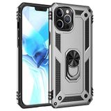 Nevarium iPhone 12 Pro Uyumlu Kılıf Tank Yüzüklü Silikon Kapak - Gümüş