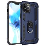 Nevarium iPhone 12 Pro Uyumlu Kılıf Tank Yüzüklü Silikon Kapak - Lacivert