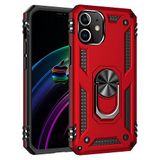 Nevarium iPhone 12 Uyumlu Kılıf Tank Yüzüklü Silikon Kapak - Kırmızı