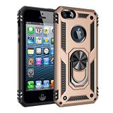 Nevarium iPhone 5 Uyumlu Kılıf Tank Yüzüklü Silikon Kapak - Gold