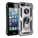 Nevarium iPhone 5 Uyumlu Kılıf Tank Yüzüklü Silikon Kapak - Gümüş