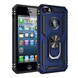 Nevarium iPhone 5 Uyumlu Kılıf Tank Yüzüklü Silikon Kapak - Lacivert