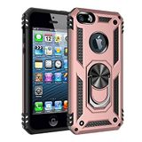 Nevarium iPhone 5 Uyumlu Kılıf Tank Yüzüklü Silikon Kapak - Rose
