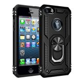 Nevarium iPhone 5 Uyumlu Kılıf Tank Yüzüklü Silikon Kapak - Siyah