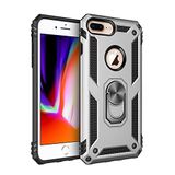 Nevarium iPhone 7 Plus Uyumlu Kılıf Tank Yüzüklü Silikon Kapak - Gümüş