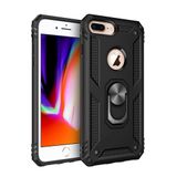 Nevarium iPhone 7 Plus Uyumlu Kılıf Tank Yüzüklü Silikon Kapak - Siyah
