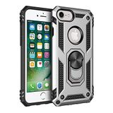 Nevarium iPhone 7 Uyumlu Kılıf Tank Yüzüklü Silikon Kapak - Gümüş
