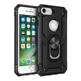 Nevarium iPhone 7 Uyumlu Kılıf Tank Yüzüklü Silikon Kapak - Siyah