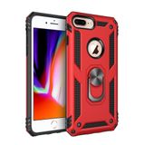 Nevarium iPhone 8 Plus Uyumlu Kılıf Tank Yüzüklü Silikon Kapak - Kırmızı