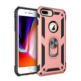 Nevarium iPhone 8 Plus Uyumlu Kılıf Tank Yüzüklü Silikon Kapak - Rose