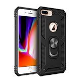 Nevarium iPhone 8 Plus Uyumlu Kılıf Tank Yüzüklü Silikon Kapak - Siyah