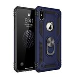Nevarium iPhone X Uyumlu Kılıf Tank Yüzüklü Silikon Kapak - Lacivert