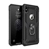 Nevarium iPhone X Uyumlu Kılıf Tank Yüzüklü Silikon Kapak - Siyah
