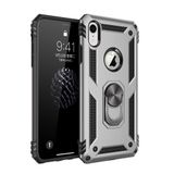 Nevarium iPhone XR Uyumlu Kılıf Tank Yüzüklü Silikon Kapak - Gümüş